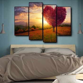 

Love Tree in the Sunset Canvas Painting Art Wall Pictures Posters Prints for Living Room Home Decor No Framed