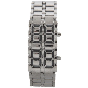 

Hot 3C-Blue Led Digital Lava Iron Style Metal Sports Watch