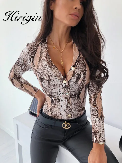 Женский леопардовый комбидресс с длинным рукавом и глубоким V образным