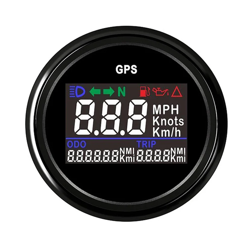 Black 52 мм Цифровой GPS Спидометр Калибр 0~ 999 км/ч узлы регулируемый водонепроницаемый автомобильный gps для лодки Спидометр Калибр подходит 9~ 32 В - Цвет: Black