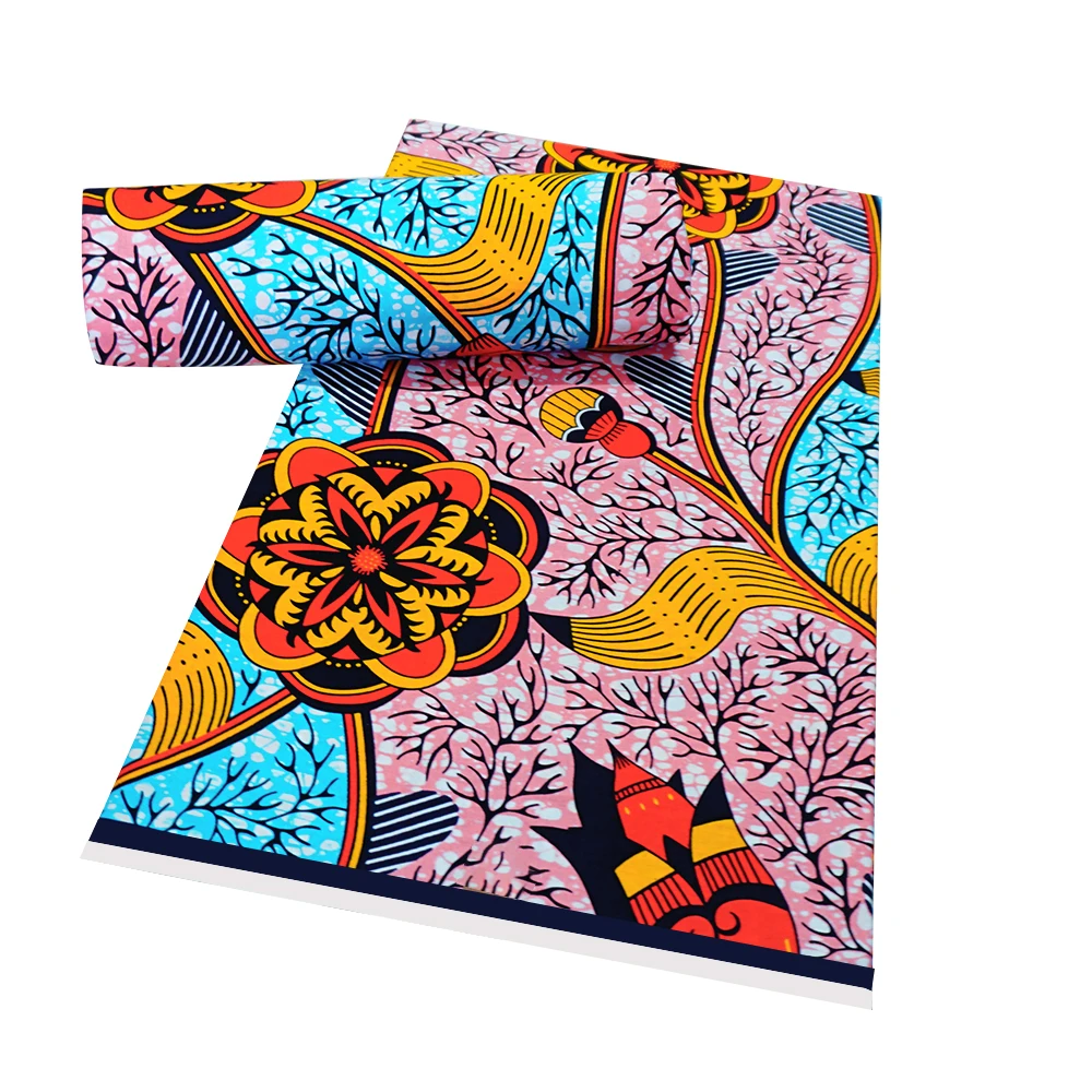 

High Quality Print Wax Fabric African Guaranteed Real Wax Fabric 100% Cotton Nigeria Wax Ankara Fabric For Women Dresses