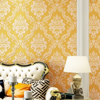

European style wallpaper 3D non-woven wallpaper living room and bedroom TV background wallpaper modern simple relief wallpaper