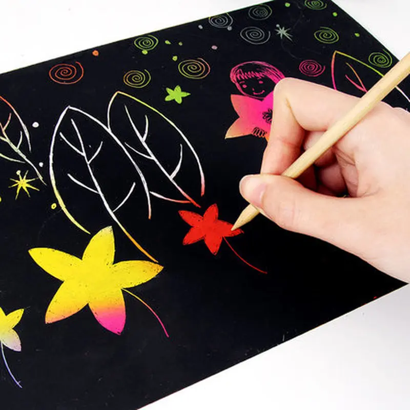 

10 sheets Scratch Art Paper Magic Painting Paper Kids Colorful Drawing Stick Toys DIY Hand Work Stationery Office Supplies