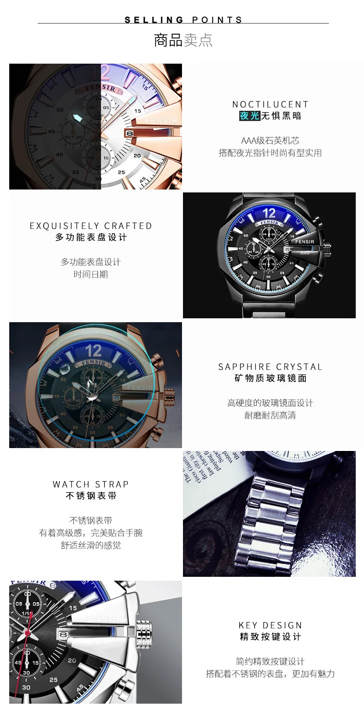 Big Dial Watch For Men Wrist Watches 2022 Stainless Steel Calendar Waterproof Creative Quartz Watches relogio masculino New