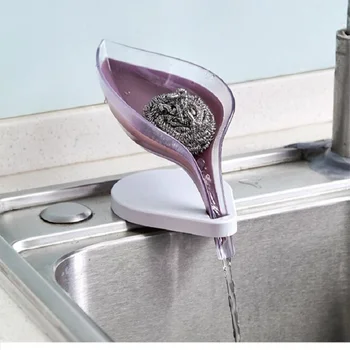 

Tofok Leaf Shape Soap Storage Box Bathroom Double Layer Non-slip Drain Holder Sink Sponge Case TrayCreative Kitchen Accessories