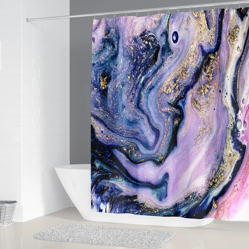 

Purple Green Marble Pattern Shower Curtain Colorful Stripes Waterproof Bathroom Curtain Background Wall Cloth Big Size 180X200cm