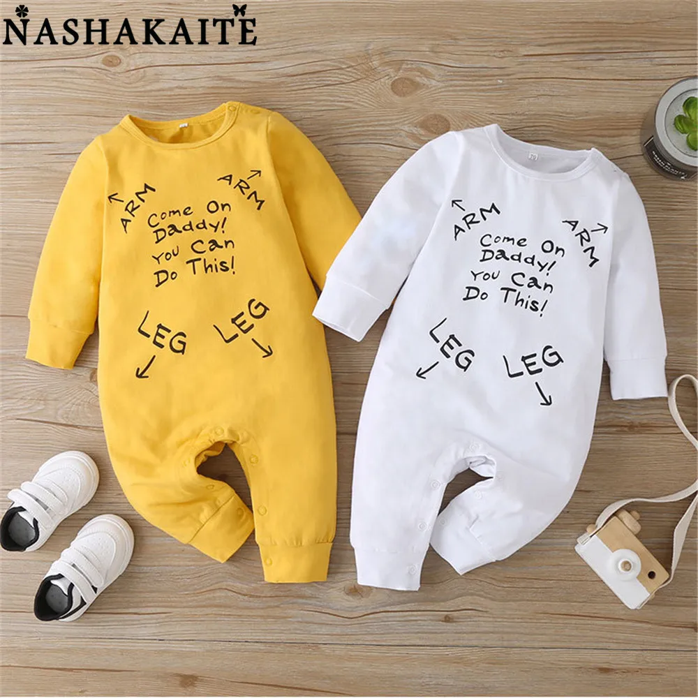 

NASHAKAIT Long Sleeve Rompers Baby Solid Casual Sleepwear For Newborn Jumpsuit Baby Winter Clothes Baby Boy Print Jumpsuit