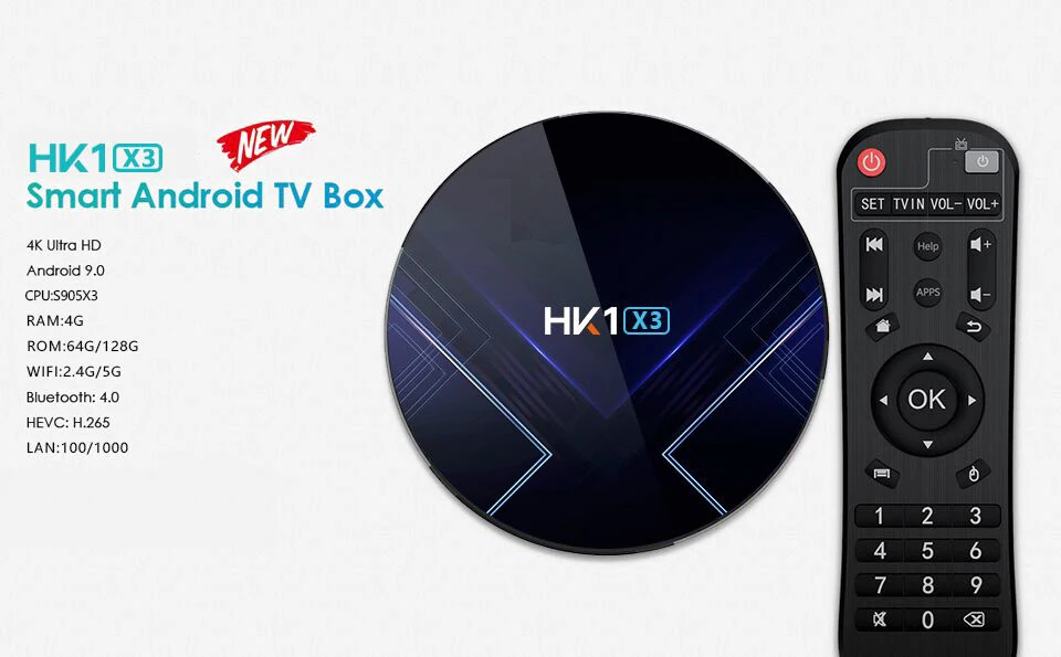 10 шт./лот Бесплатная доставка dhl HK1 X3 S905X3 Android 9 0 TV Box 4 ГБ 32 64 Гб 128 8K 5G Wi-Fi BT Youtube HDR Netfilx