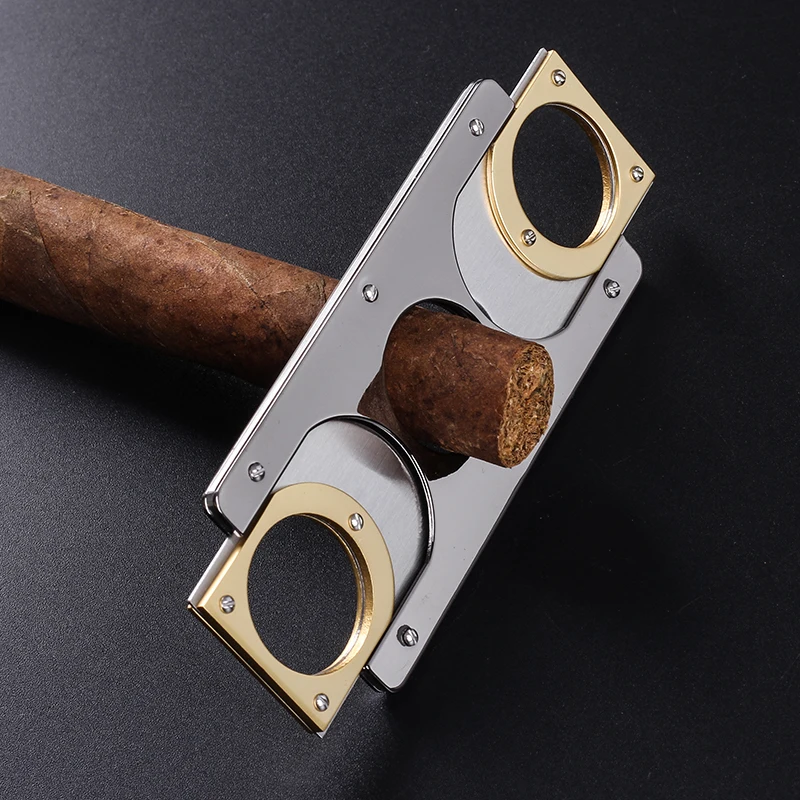 COHIBA сигары резак двойные лезвия покрытием карманные гаджеты Zigarre резак нож кубинские сигары ножницы аксессуары для сигар