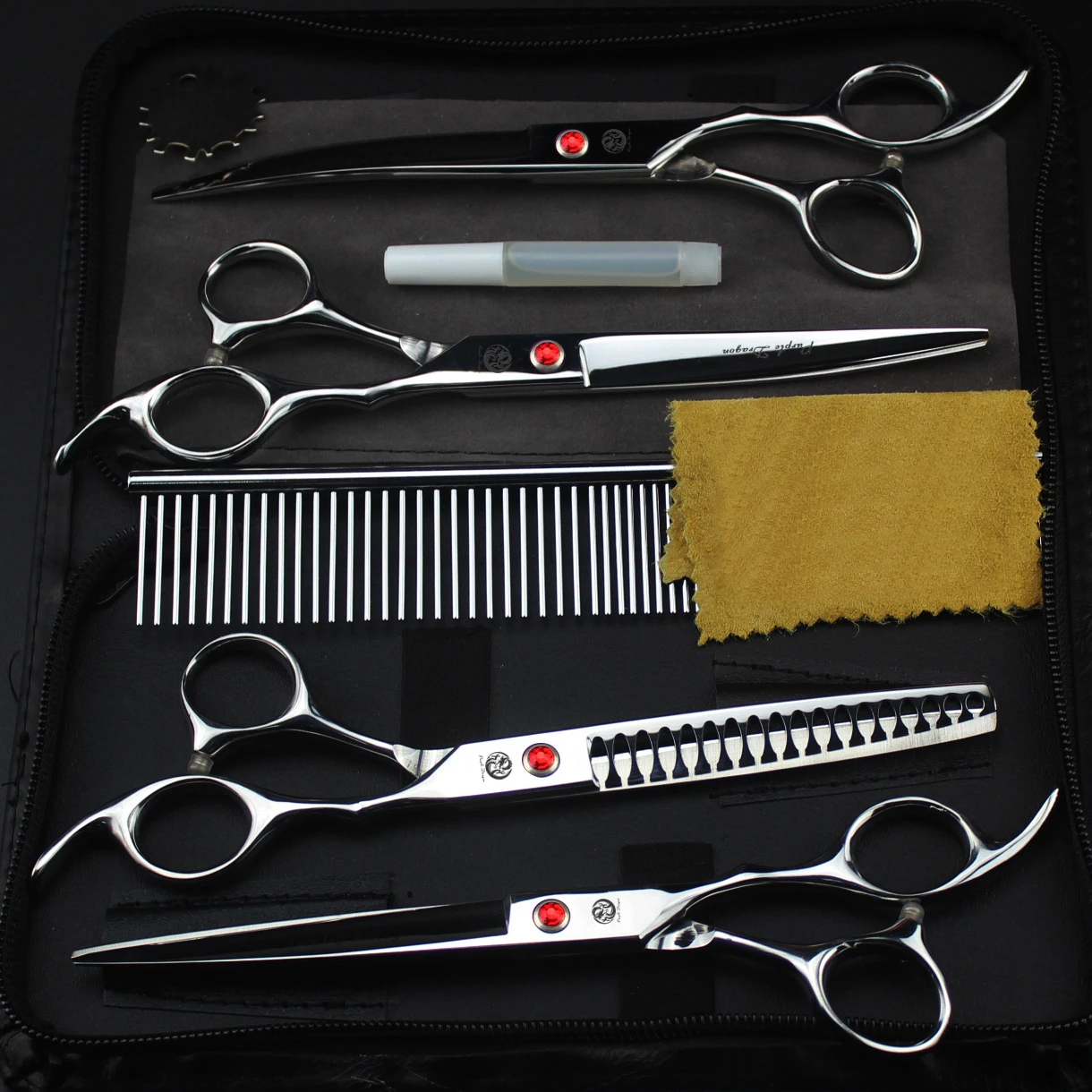Dog Grooming Scissors Purple Dragon Dog Grooming Scissors Professional Japan Stainless Chunker Pet Thinning Scissors Up Curved Comb Z3002