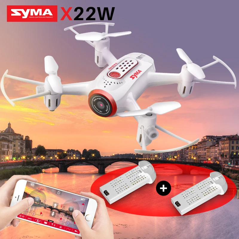 Skup SYMA oficjalny X22W zdalnie sterowany dron helikopter quadkopter z aparatem FPV Wifi transmisja w czasie rzeczywistym tryb bezgłowy funkcja Hover drony