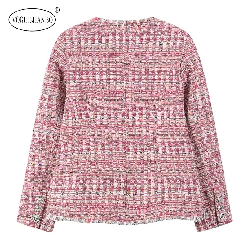 Осенне-зимнее розовое твидовое пальто kpop, женские топы, vestido, уличная одежда, vestiti donna ropa, Блейзер, mujer, vestido festa, ткань