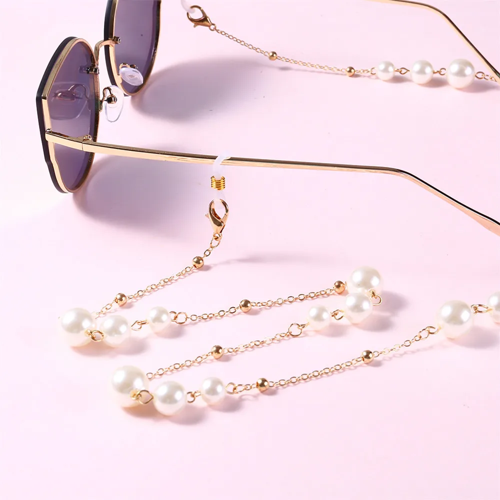 Горячие металлические цепочки для очков очки с жемчугом держатель ожерелье нескользящий шнурок для очков ремешок Листья модные аксессуары для очков
