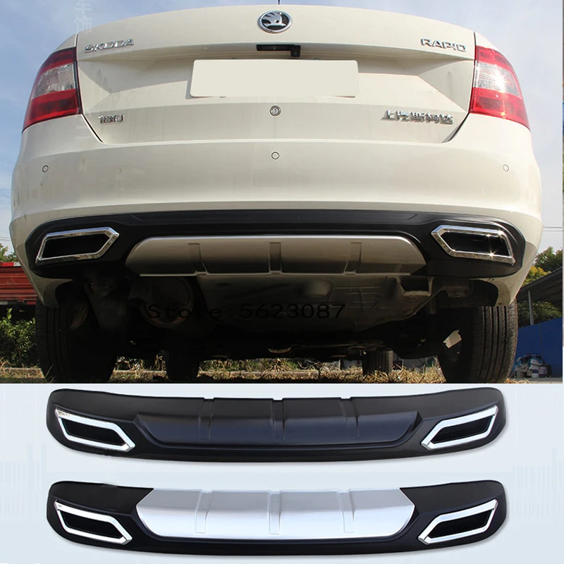 For Skoda Rapid Rear Spoiler ABS Rear Bumper Diffuser Bumpers Protector