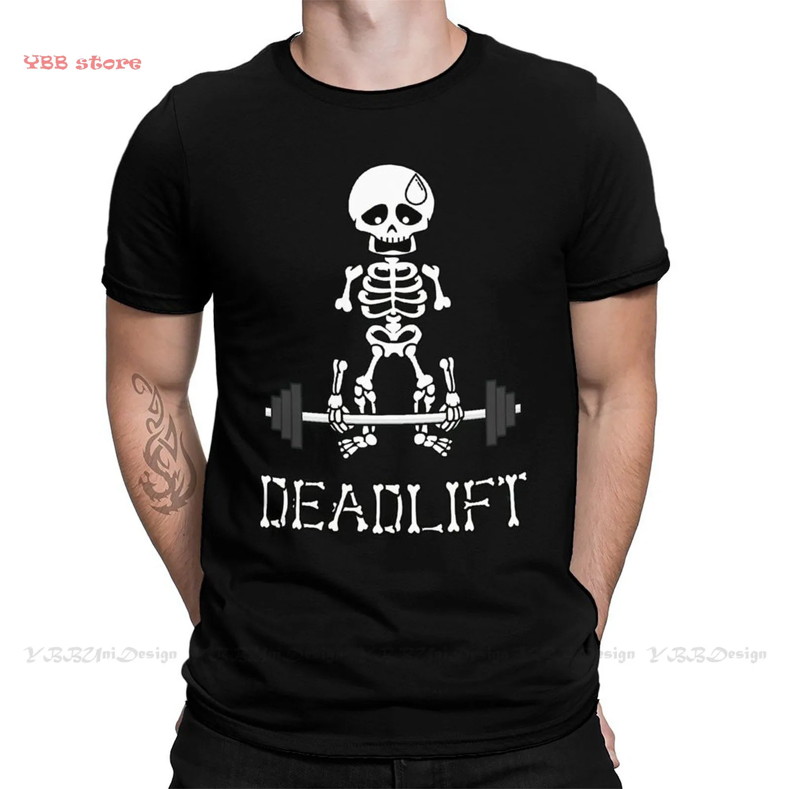 Хлопковая футболка с классическим принтом Deadlift для бодибилдинга тренировки мышц