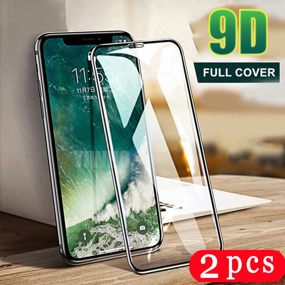 2 шт. закаленное стекло для iphone 11 pro X XS MAX XR Защитная пленка экрана телефона 5 5S SE 5C 6