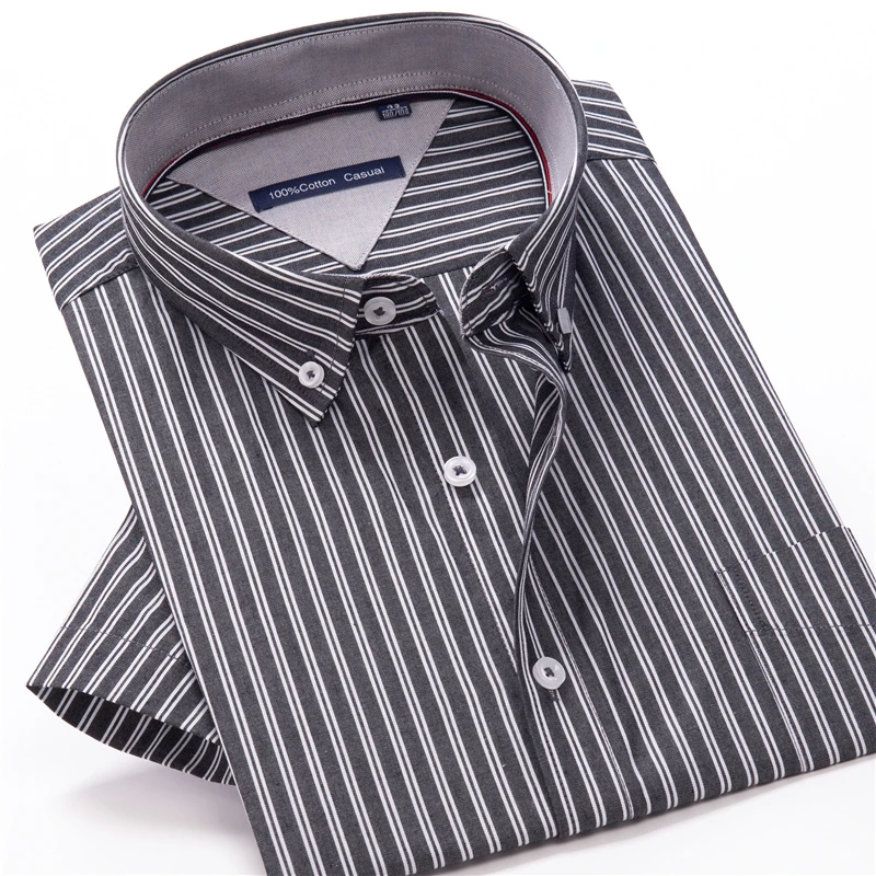 Men&rsquo;s Cotton Shirt 6XL 7XL 8XL 9XL 10XL Summer Fashion Striped Short Sleeve Classic Business Casual