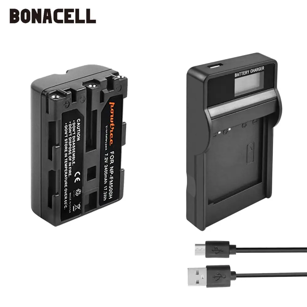 Bonacell 2400 мА/ч, NP-FM500H NP FM500H NPFM500H Камера Батарея+ ЖК-дисплей Зарядное устройство для sony A57 A58 A65 A77 A99 A550 A560 A580 Батарея L50