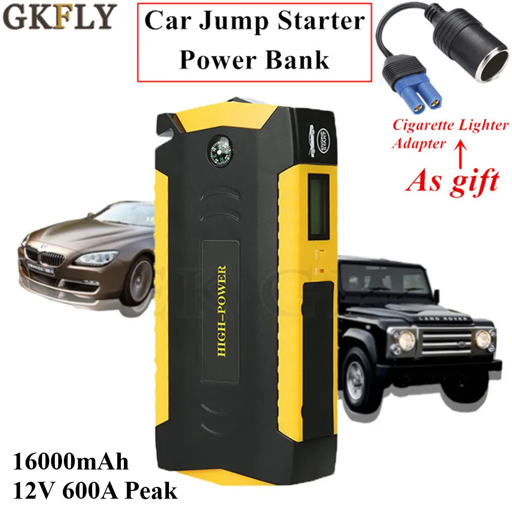 Ceny GKFLY wysokiej mocy urządzenie do uruchamiania awaryjnego samochodu 600A 12V urządzenie zapłonowe Power Bank benzyna Diesel wzmacniacz do akumulatora samochodowego ładowarka rozrusznik samochodu LED