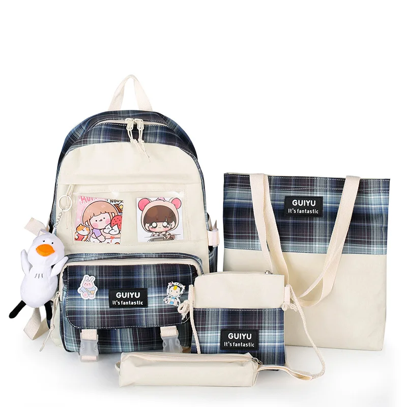 Weysfor 2021 4 Pcs/Sets Children's School Backpack Kawaii Women's Backpack Bookbag Fashion School Bags For teens Girls Mochilas