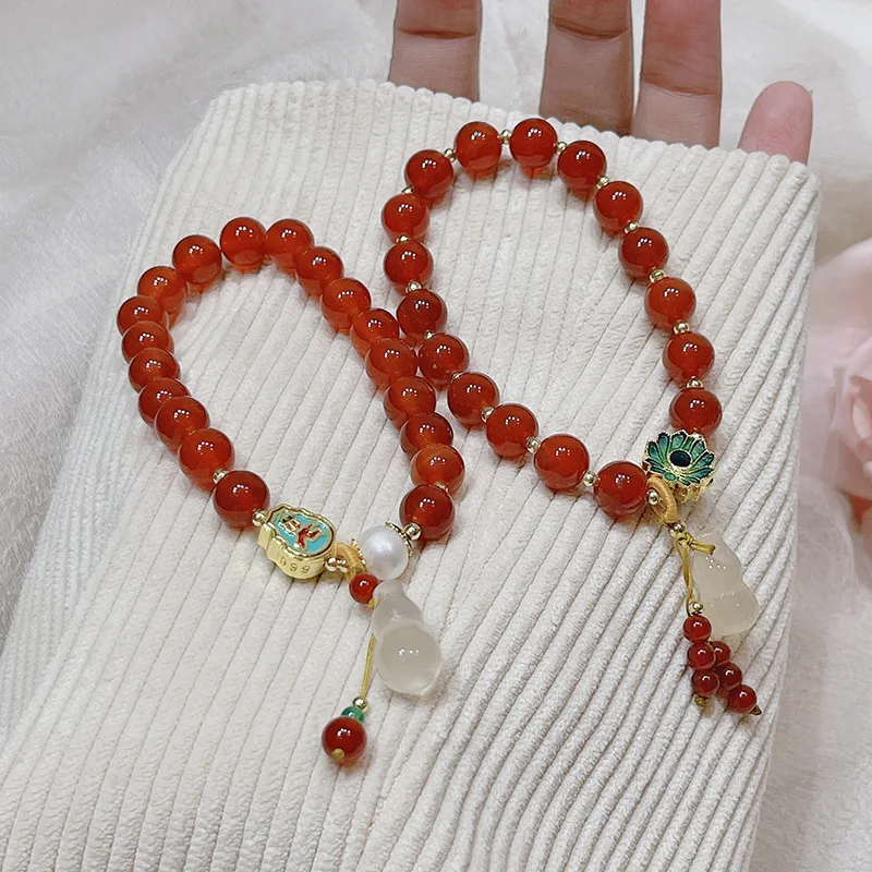 

Новое поступление, винтажные браслеты в виде тыквы/лотоса из натурального агата, из бусин, из ниток, для женщин, для пар, на удачу, ювелирные изделия, аксессуары YBR618