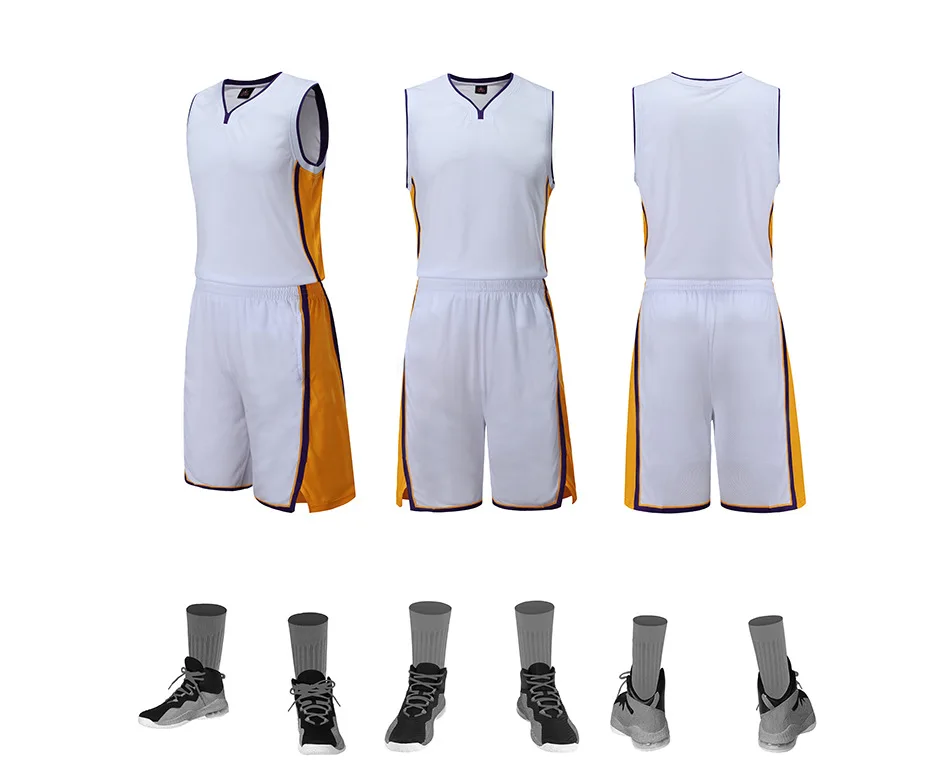 new basketball uniform suit Men and Women basketball clothing, can be customized - Цвет: White