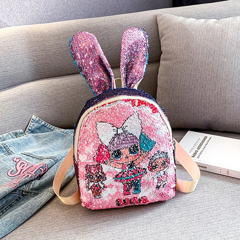 

Backpack Casaul Sequin Rabbit Ears Women Travel Bags for Teenage Girls Cute Princess School Shoulder Bag 2019 Female Fashion Bag
