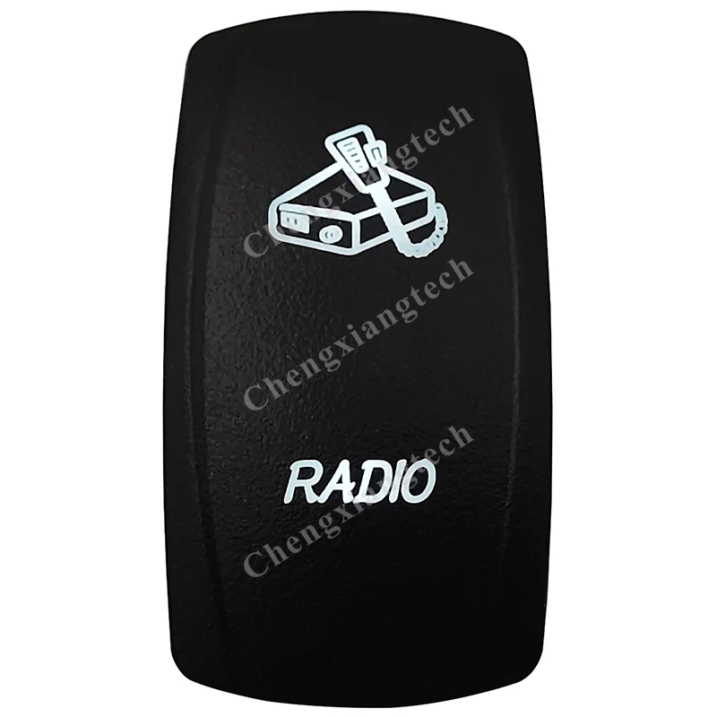 12V 24V RADIO Rocker Switch White Led 5 Pin / SPST / On Off Push Switch