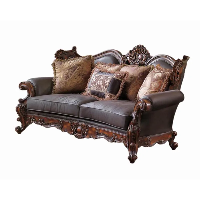 Арабский стиль Вилла мебель для гостиной диван из кожи диван набор резной антикварный роскошный диван комплект с мраморным верхом стол GF46 - Цвет: 3 seater sofa