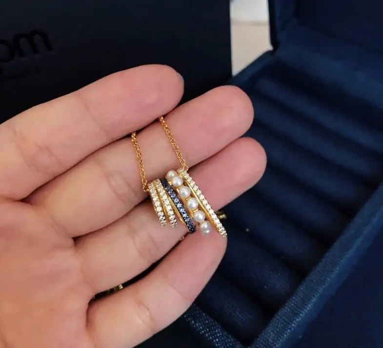 Light Yellow Gold Color Кристалл Личность Жемчуг Мода кулон дамы элегантный шик Мода многослойное ожерелье ювелирные изделия - Metal Color: Light Yellow Gold Color