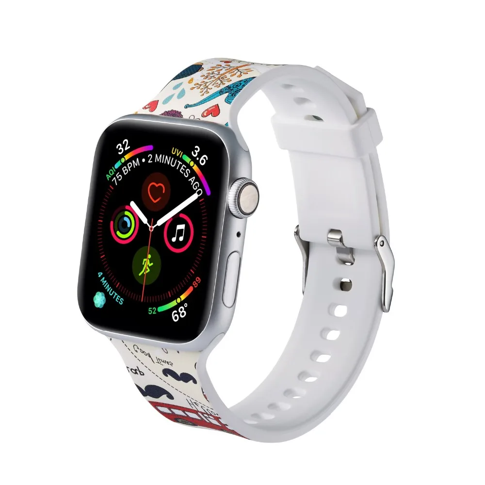 Foloy окрашенный ремешок для Apple Watch 4 3 2 1 Мягкие силиконовые спортивные 38 мм 42 мм полосы резиновый ремешок для Iwatch серии 4 40 мм 44 мм