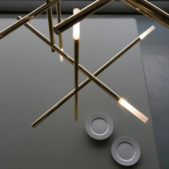 

Postmodern glass LED chandelier villa Nordic copper living room hanging lamp bedroom simple restaurant luxury lighting fixture