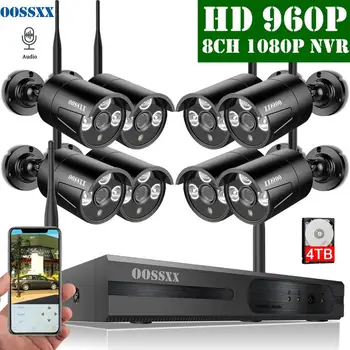 

Security Camera System Wireless, 8CH 1080P NVR Kit, 8pcs 960P(1.3M) Outdoor Audio CCTV Wireless IP Camera Surveillance by OOSSXX