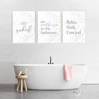 

Washroom Typography Letter Art Prints Relax Soak Unwind Breathe Quote Marble Bathroom Wall Art Picture Poster Home Decoration