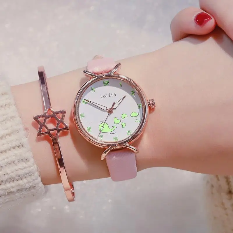 

Top Brand Watches For Women Simple Leather Strap Woman Quartz Watch Creative Luminous Dial 2019 Casual Women Quartz Wristwatch