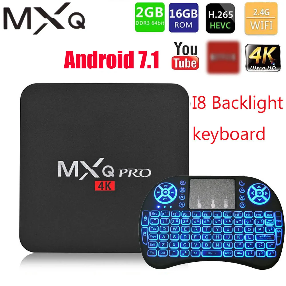 Смарт бокс MXQ pro 4K Android 7 1 HD 3D 2 4G WiFi S905W четырехъядерный Медиаплеер Smart tv android Box box ГБ 16