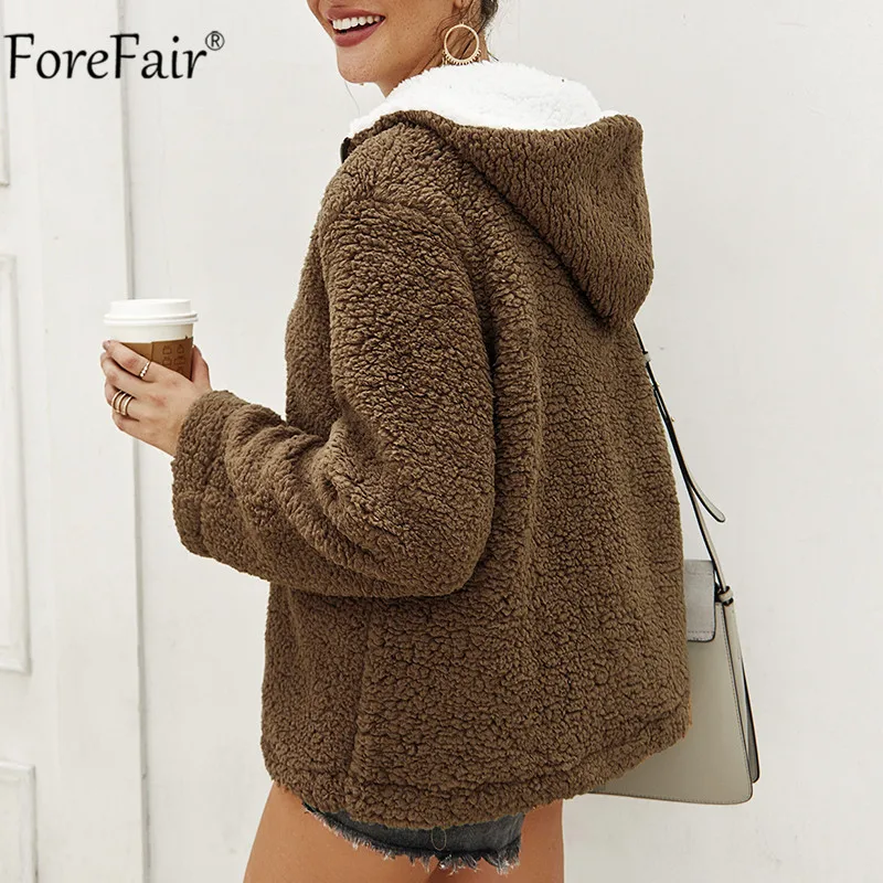 Forefair/пушистые толстовки на молнии для женщин; сезон зима-осень; розовый свободный свитер; водолазка; уличная одежда; пуловер; женская одежда