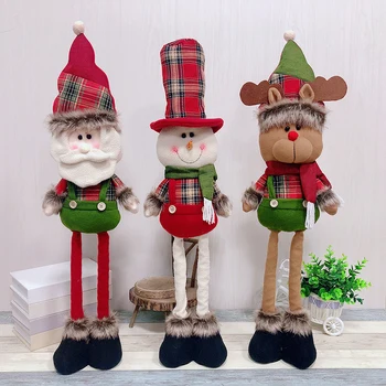 

76cm Christmas Party Decoration Retractable Dolls Decorations for Home Tree Santa Claus Snowman Toys Figurines Natale Kids Gift