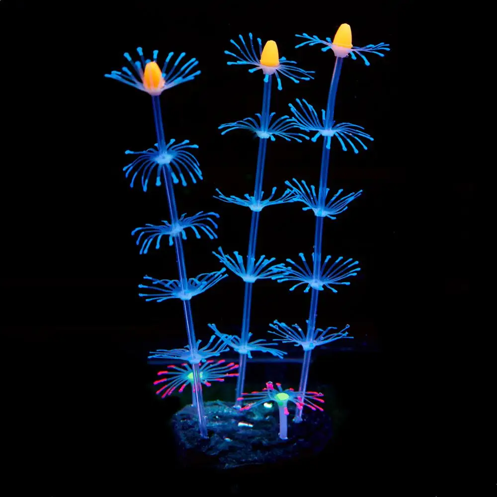 Uniclife Blue Strip Coral Plant Ornament Glowing Effect Silicone Artificial Decoration for Fish Tank Aquarium Landscape | Дом и сад