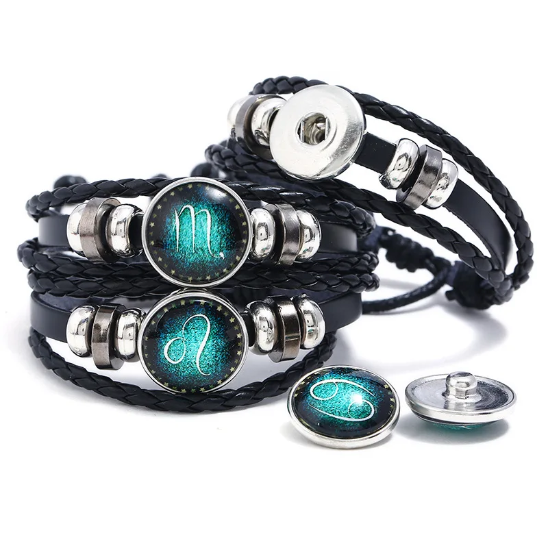 Aries 12 Horoscope Multi-layer Leather Rope Bracelets for Men Women Gifts Vintage pulseira Jewelry | Украшения и аксессуары