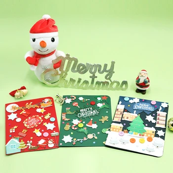 

3pcs/set Cartoon DIY Material Bag Cartoon New Year Merry Christmas Paper Invitation Greeting Cards Bleesing PostCard Friend Gift