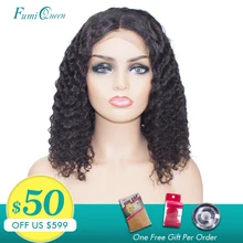 Али Fumi queen короткий парик-Боб 13x6 человеческие волосы на кружеве парики бразильская холодная завивка 1B цвет кудрявые человеческие волосы парики для черных женщин