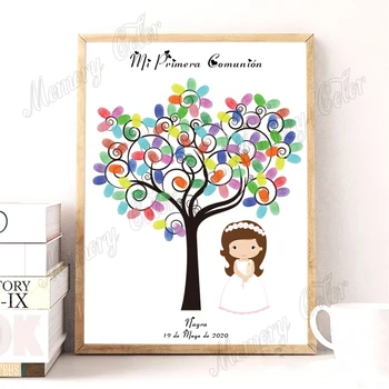

Free Custom Name Date My First Holy Communion DIY Fingerprint Guest Sign Book,Girls Boys Baby Shower Baptism Birthday Gift