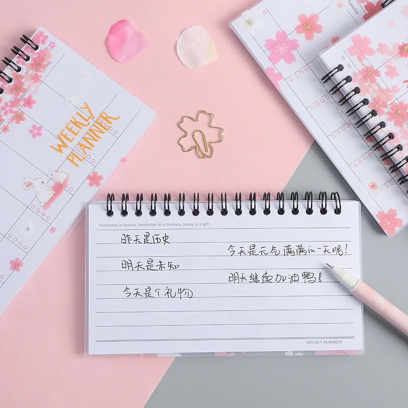 kawaii Coil book planner Еженедельный планировщик учитесь начать ежедневное планирование подготовка к графику работы