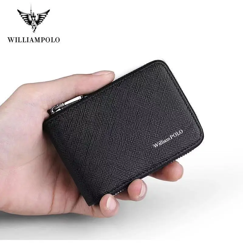 WILLIAMPOLO кожаный держатель для карт Для мужчин кредитной карты бумажник из