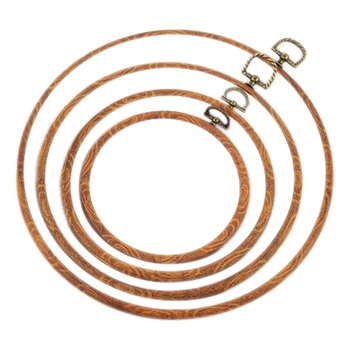 

Vintage Wood Grain Circular Embroidery Wreath Embroidery Stretch Cross Stitch Embroidery Bamboo Circle DIY Tool 4Pc