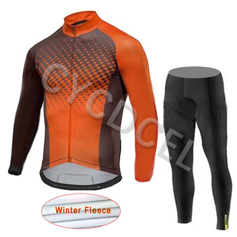 Cycling jersey 4 Mavic Зимняя Теплая Флисовая велосипедная майка с длинным рукавом 16D гелевая подкладка штаны Ropa Ciclismo велосипедная Одежда Майо Ciclismo - Цвет: Cycling jersey 4