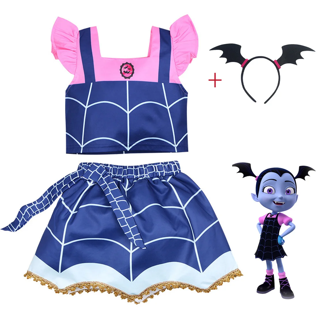 

New vampirina Toddler Kids Girl Clothes Set Summer Short Sleeve vampirina Tops+Short Skirt Outfit Child Suit Halloween clothes