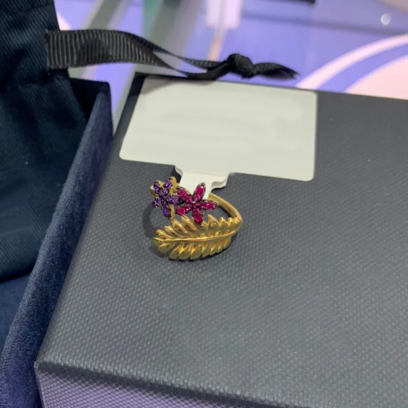 UMGODLY High Quality Fahsion Ring Yellow Gold Color Multicolor Tropical Jungle Floral &amp Palm Leaf Women Party Jewelry | Украшения и
