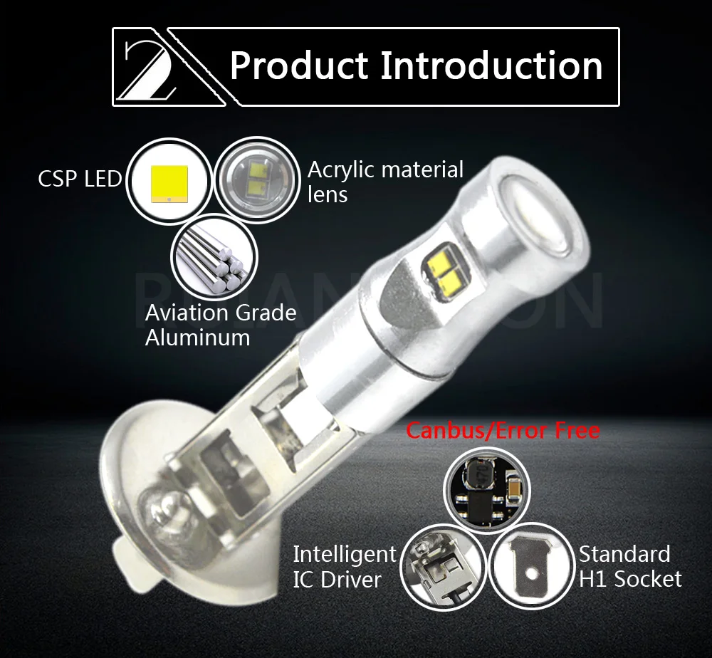 2x H1 CSP чип 6SMD 30 Вт Canbus внешняя светодиодная лампочка в машину Противотуманные фары для вождения ходовые огни Источник света 12-18 в неполярность белый